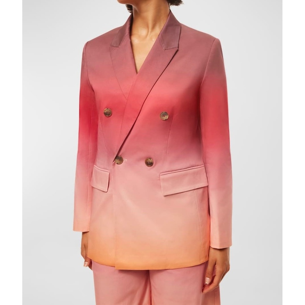 MISA Los‎ Angeles Viva Ombre Poplin Blazer Double Breasted Pink Coral Orange  M